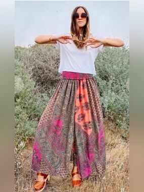 Karma Highway Boho Paisley Smocked Pants